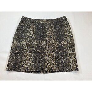 Worthington Snakeskin Print Metallic Skirt Womens Size 12 Cotton Blend (ii237)